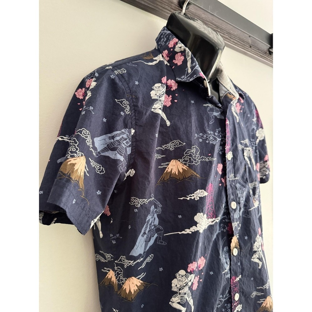 Star Wars Shirt Mens Medium Blue Darth Vader Stormtrooper Short Sleeve Button Up - Picture 3 of 9